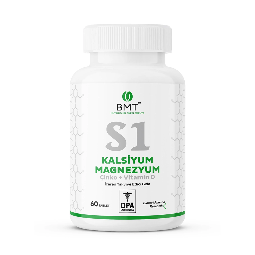 BİOMET S1 Kalsiyum Magnezyum Çinko Vitamin D  60 Tablet
