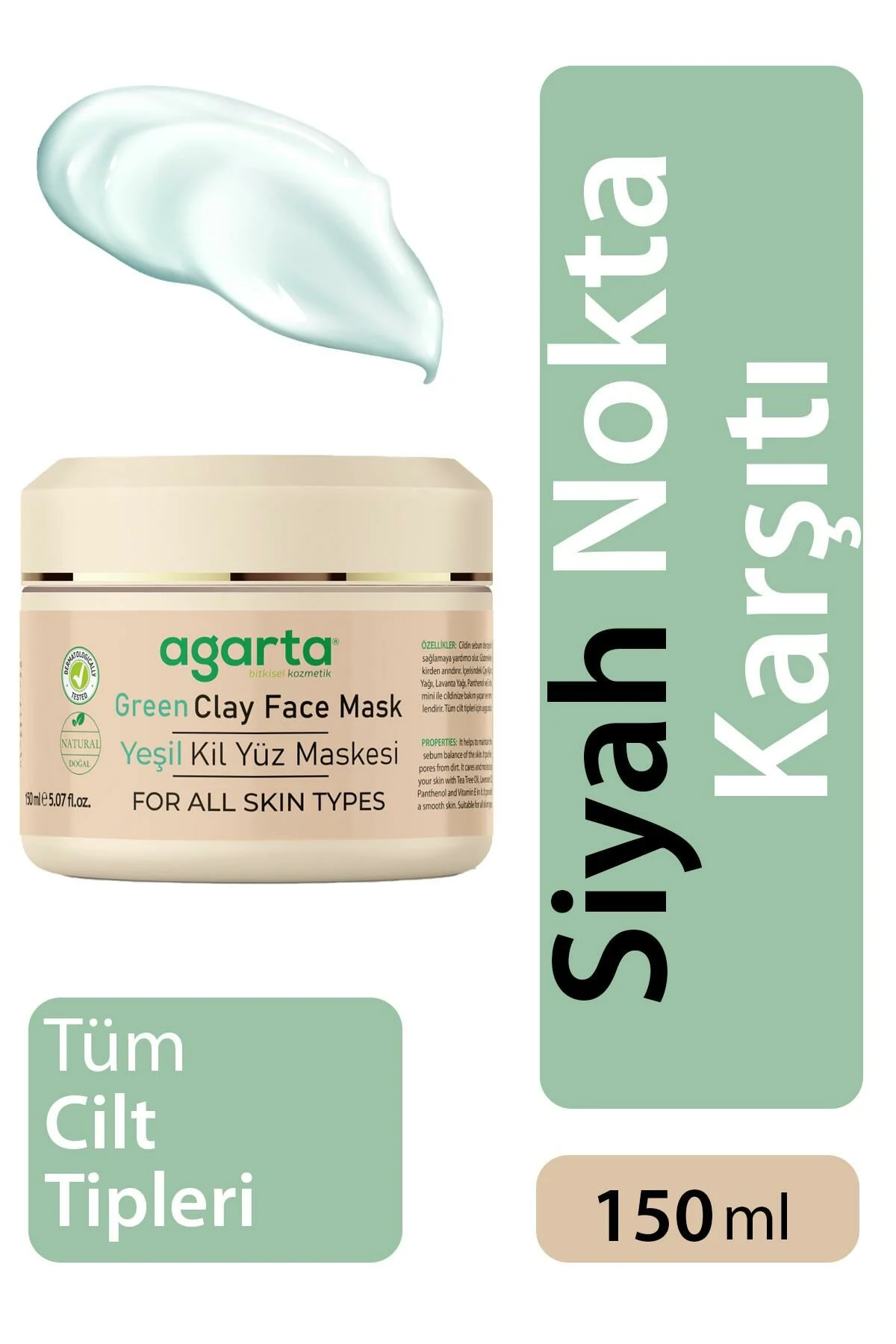 AGARTA Yeşil Kil Yüz Maskesi 150 ML