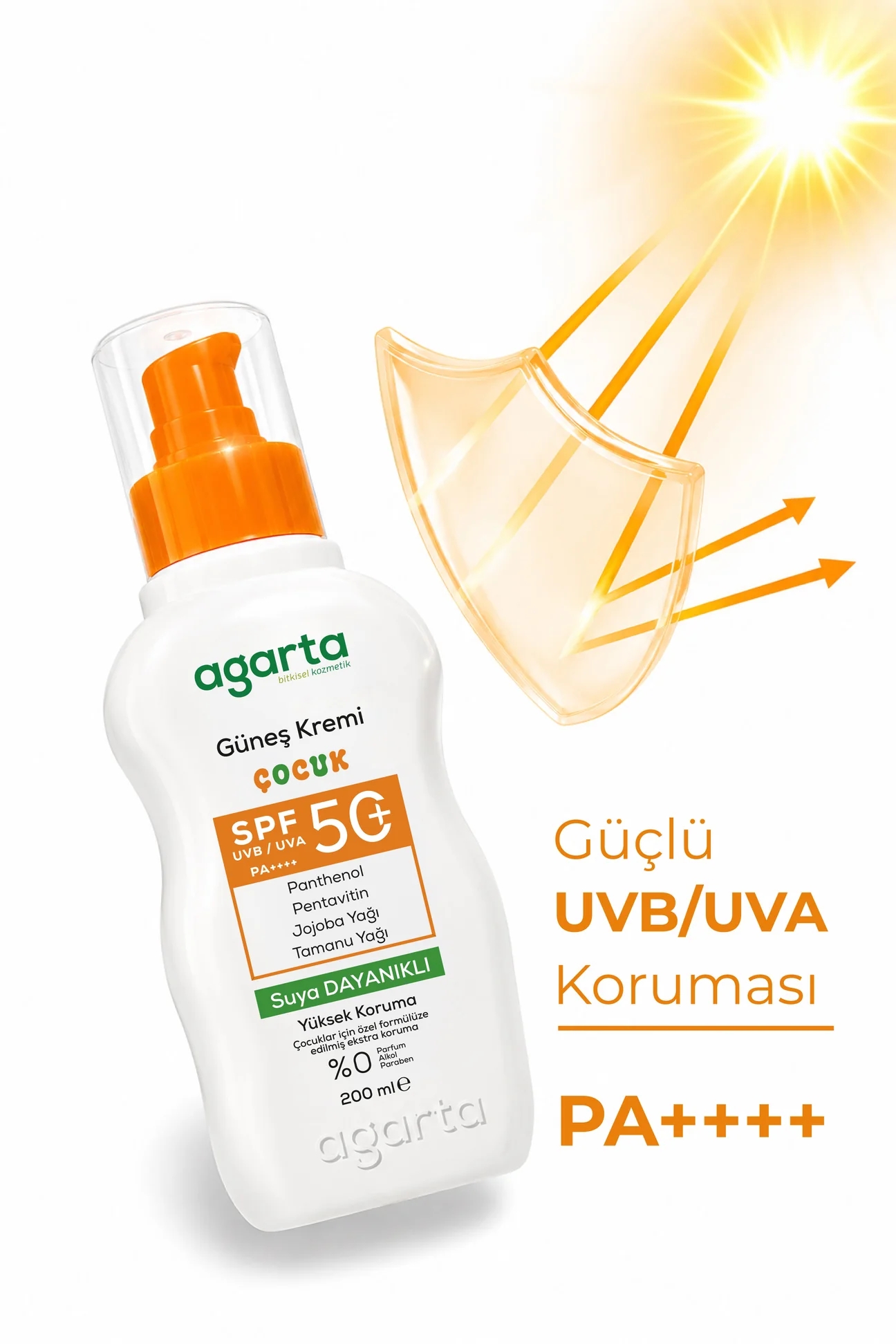AGARTA Çocuk Güneş Kremi Yüz & Vücut 50+ SPF 200 ML