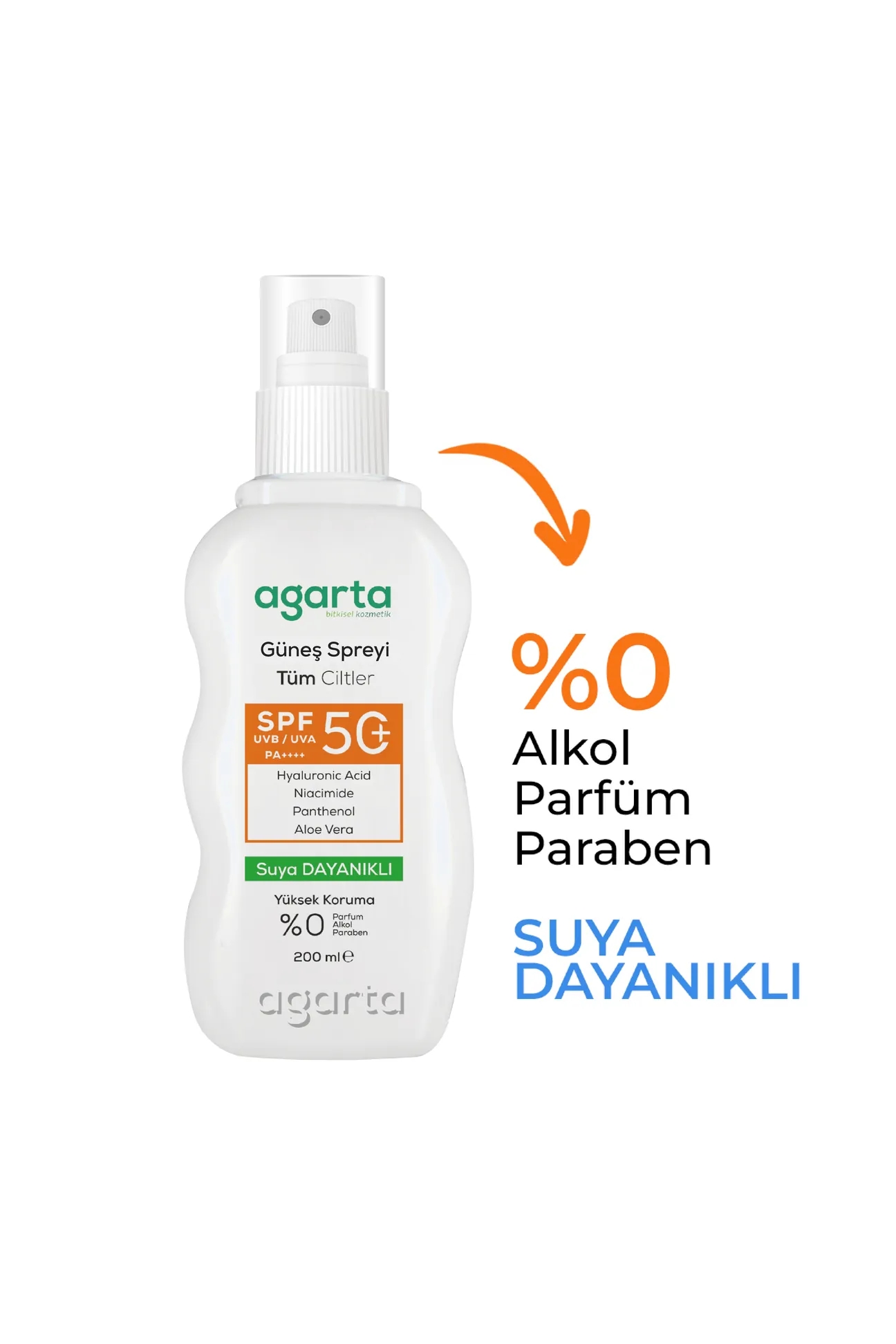 AGARTA Güneş Koruyucu Sprey Yüz & Vücut 50+ SPF 200 ML