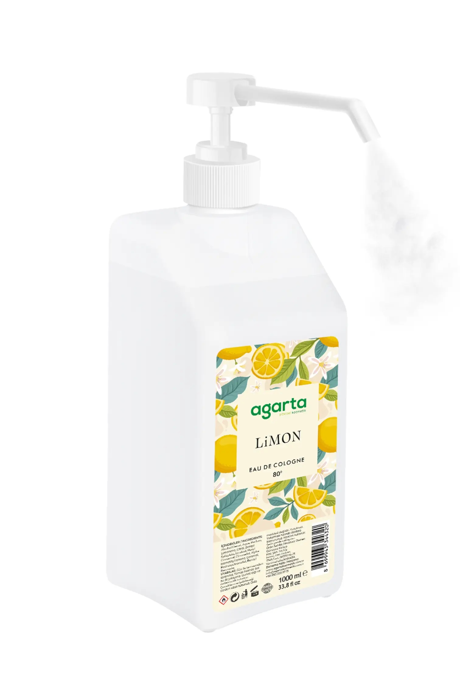 AGARTA Limon Kolonyası Püskürtme Valfli 1000 ML