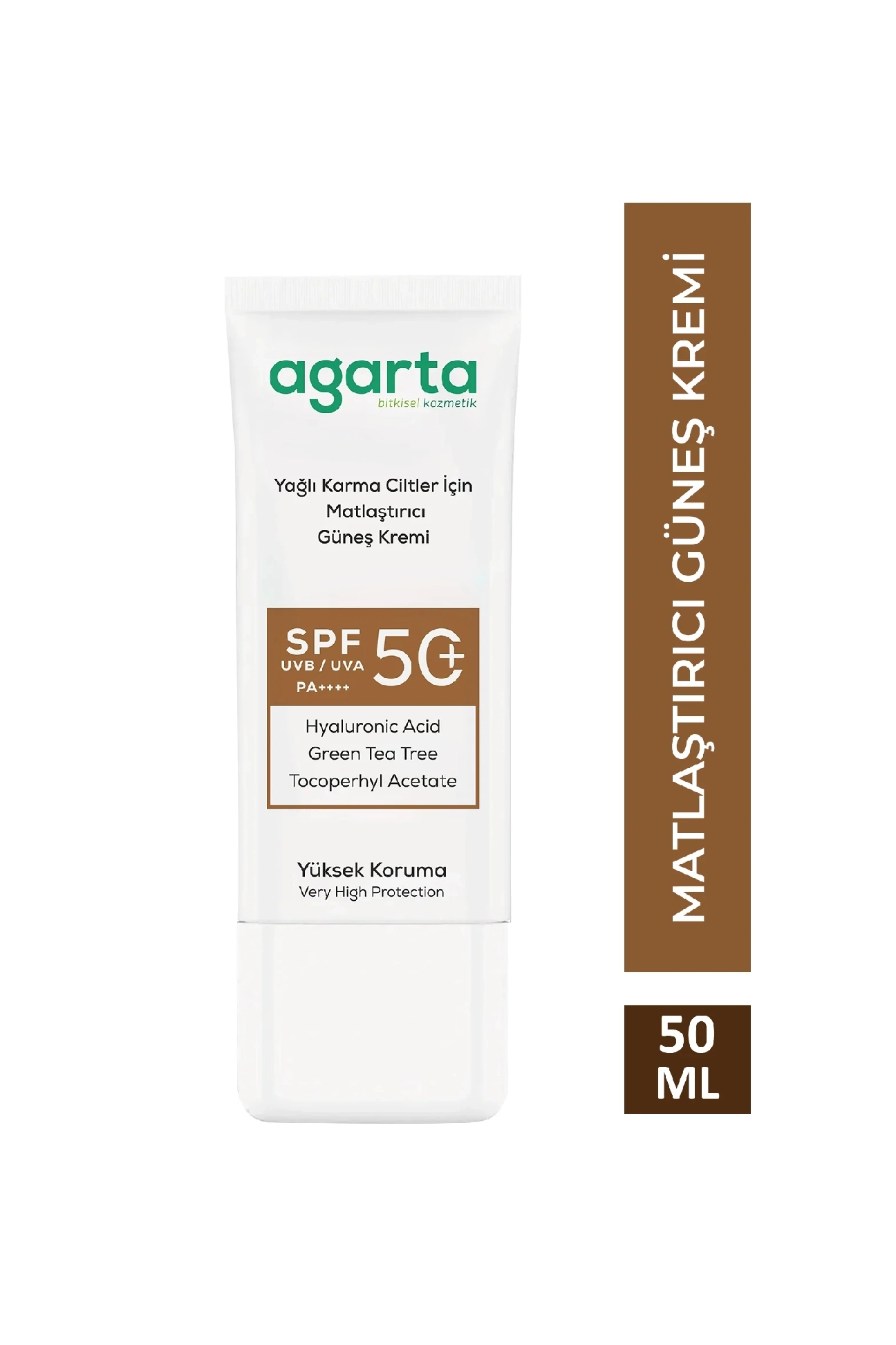 AGARTA Yağlı Karma Ciltler Matlaştırıcı 50+ SPF Güneş Kremi 50 ML