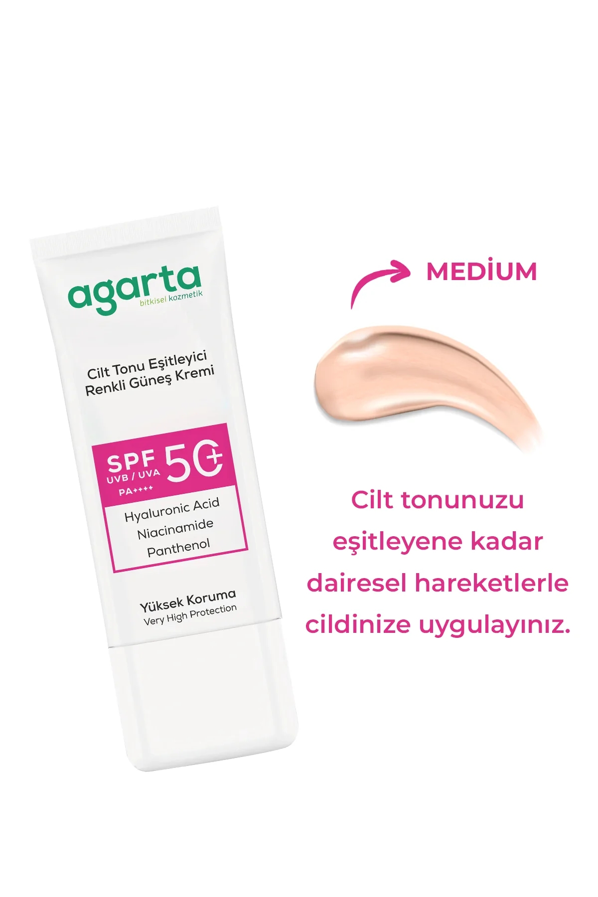 AGARTA Cilt Tonu Eşitleyici 50+ SPF Renkli Güneş Kremi 50 ML