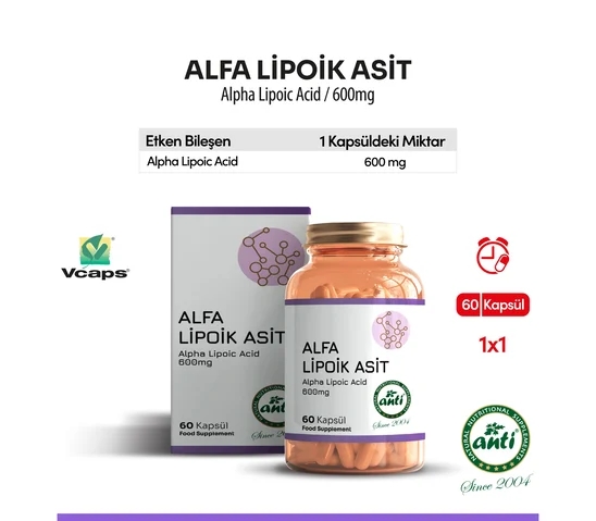 ANTİ Alfa Lipoik Asit Vcaps 60 Kapsül