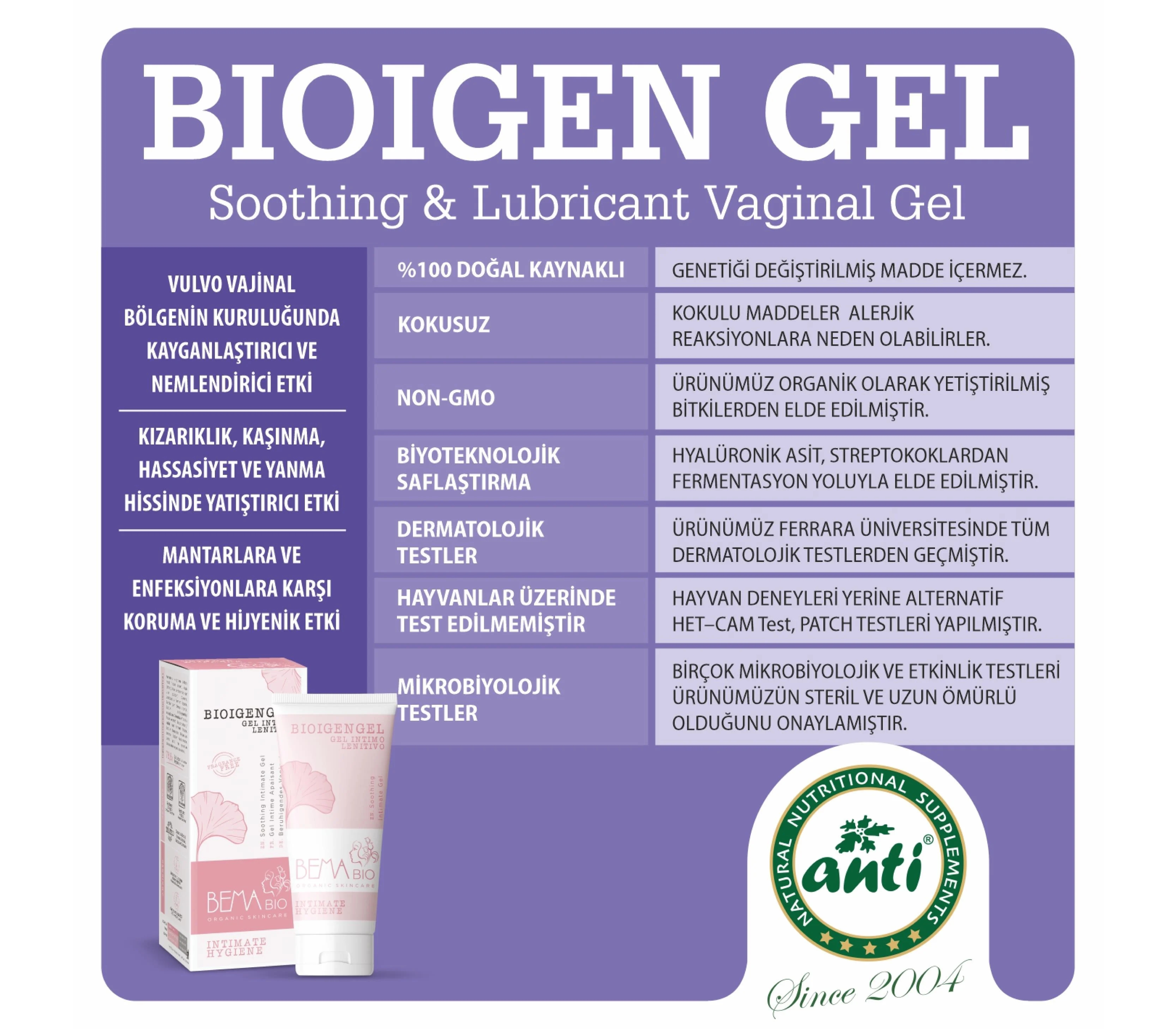 ANTİ Bioigen Kayganlaştırıcı Jel Organik & Kokusuz 50 ML