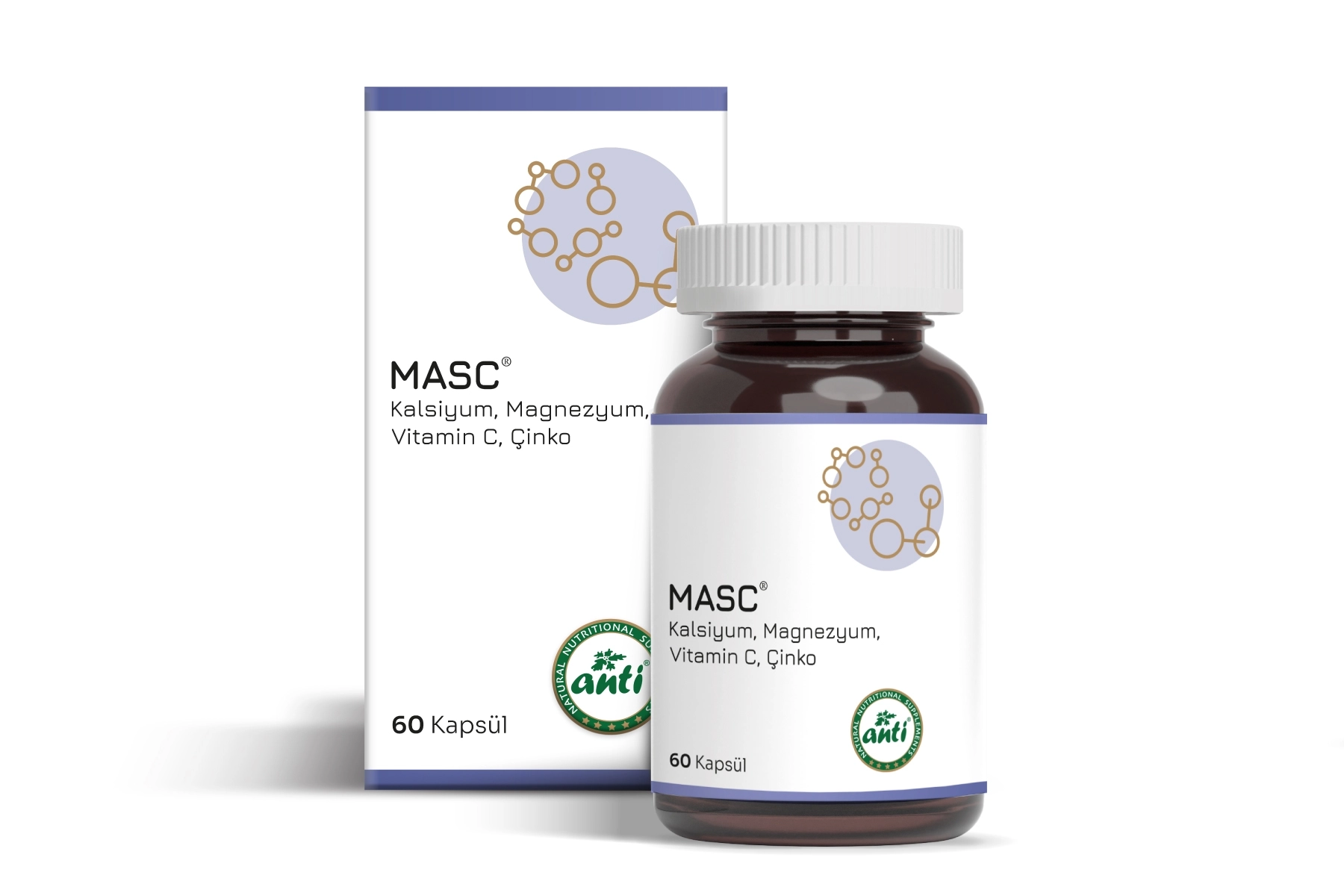 ANTİ Kalsiyum Magnezyum C Vitamini Çinko MASC Vcaps 60 Kapsül