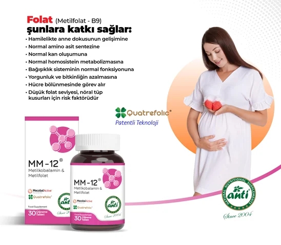 ANTİ MM-12 (B12 Vitamini & Metilfolat) 30 Çiğneme Tablet