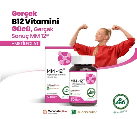 ANTİ MM-12 (B12 Vitamini & Metilfolat) 30 Çiğneme Tablet