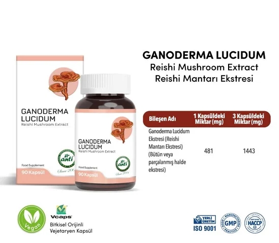 ANTİ Ganoderma Lucidum Reishi Mantarı Ekstresi Vcaps 90 Kapsül 