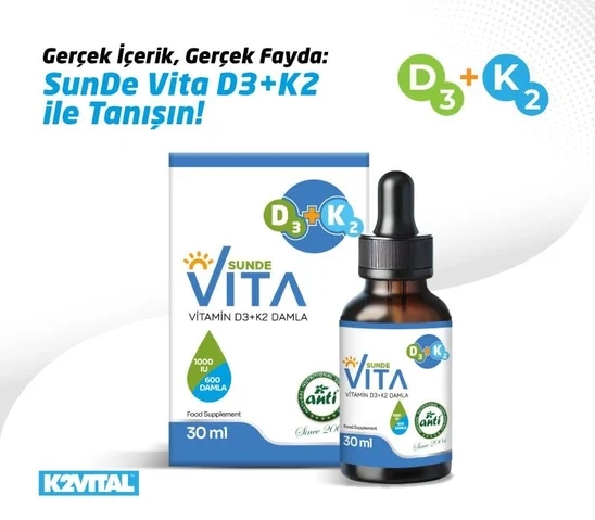ANTİ Sunde Vita D3 K2 Vitamini 1000 IU 600 Damla 30 ML