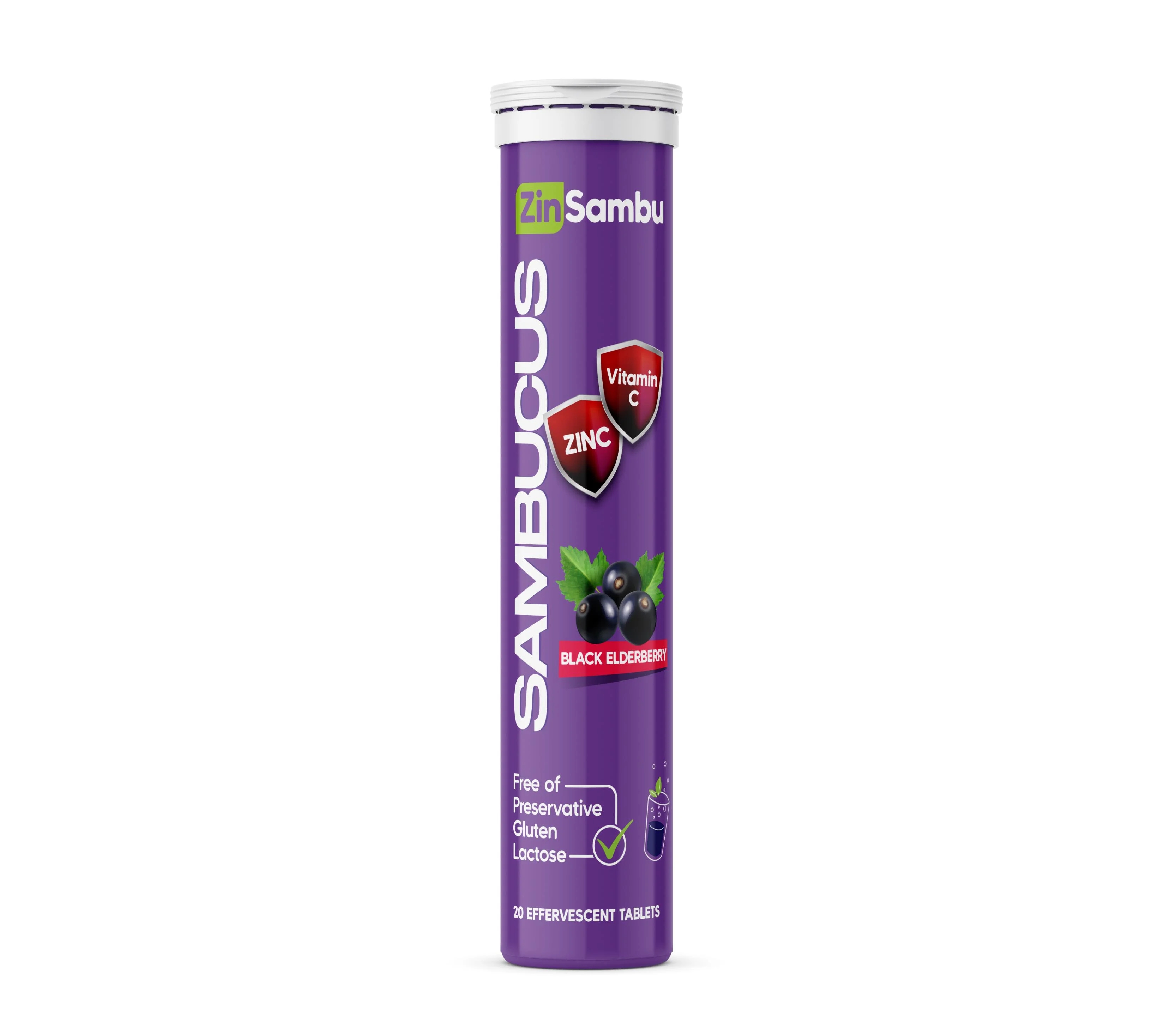 ANTİ ZinSambu Sambucus Kara Mürver Ekstresi Vitamin C & Çinko Efervesan 20 Tablet
