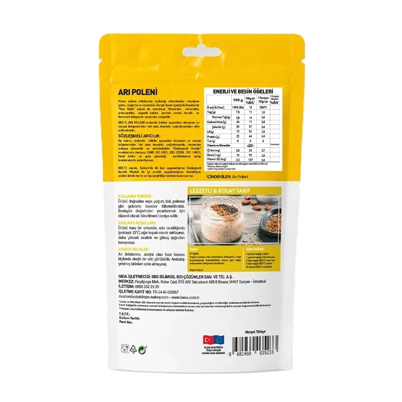 BEEO Arı Poleni (Doğal Enerji Yüksek Protein) 150 Gr