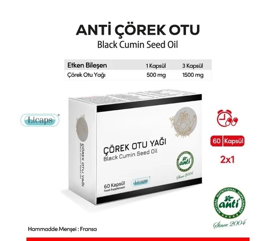 ANTİ Çörek Otu Yağı Licaps 60 Kapsül