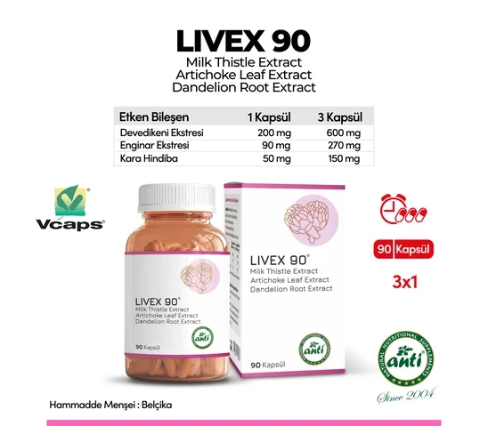 ANTİ Livex Enginar Deve Dikeni Karahindiba Ekstresi Vcaps 90 Kapsül