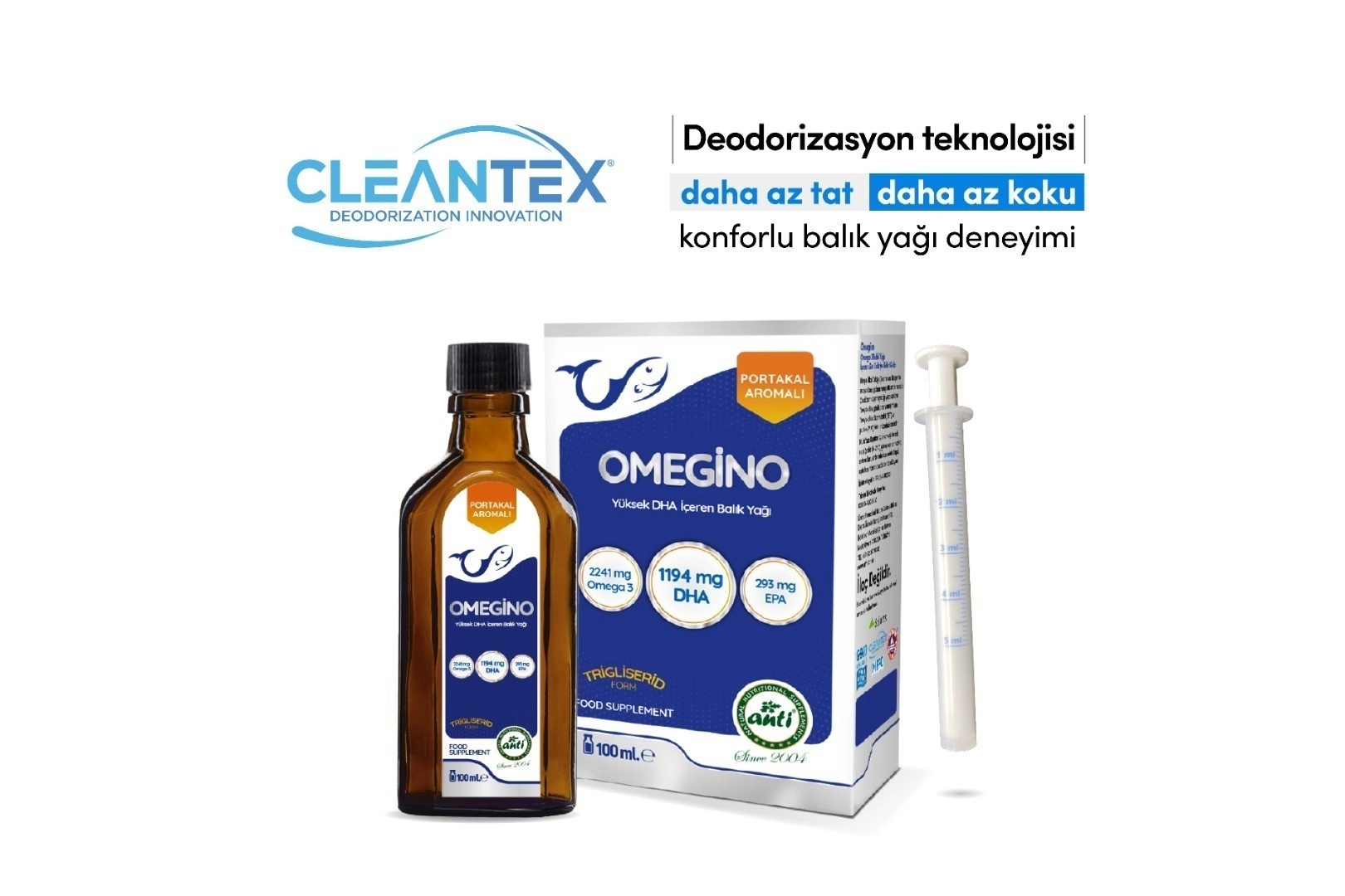 ANTİ Omegino Yüksek DHA Trigliserid Form Portakal Aromalı Omega-3 Balık Yağı 100 ML