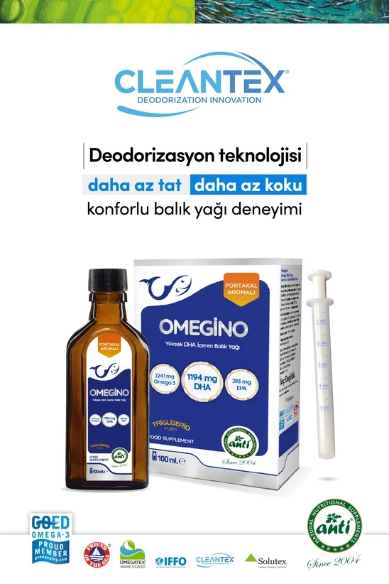 ANTİ Omegino Yüksek DHA Trigliserid Form Portakal Aromalı Omega-3 Balık Yağı 100 ML