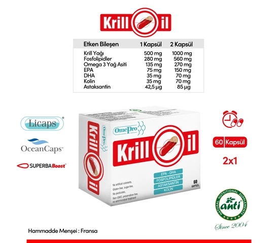 ANTİ Omepro Krill Oil (Krill Yağı) Licaps 60 Kapsül 