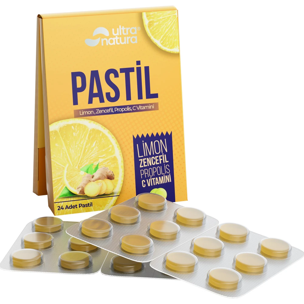 ULTRA NATURA Pastil (Limon, Zencefil, Propolis) 24 Adet