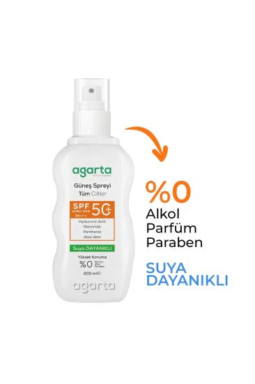 AGARTA Güneş Koruyucu Sprey Yüz & Vücut 50+ SPF 200 ML