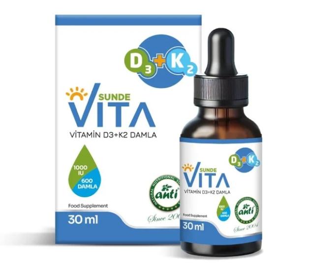 ANTİ Sunde Vita D3 K2 Vitamini 1000 IU 600 Damla 30 ML