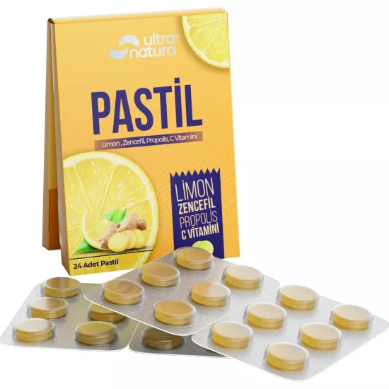 ULTRA NATURA Pastil (Limon, Zencefil, Propolis) 24 Adet