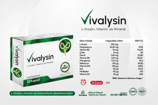 ANTİ Vivalysin L-Tirozin Vitamin & Mineral Vcaps 30 Kapsül 